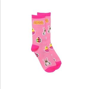 K Bell Socks Happy Easter NWT Pink Eggs Bunnies